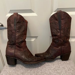 Dan Post DP3256 Brown Snip Toe Leather Western Cowboy Boots Women Size 7.5
